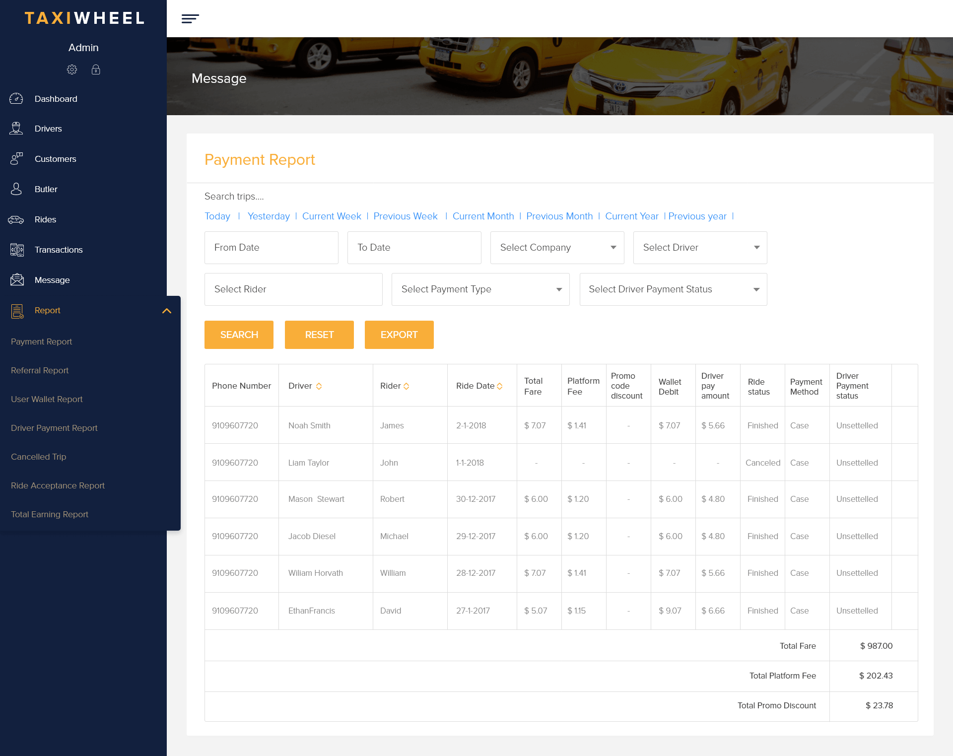 taxi-admin-tracking-reports
